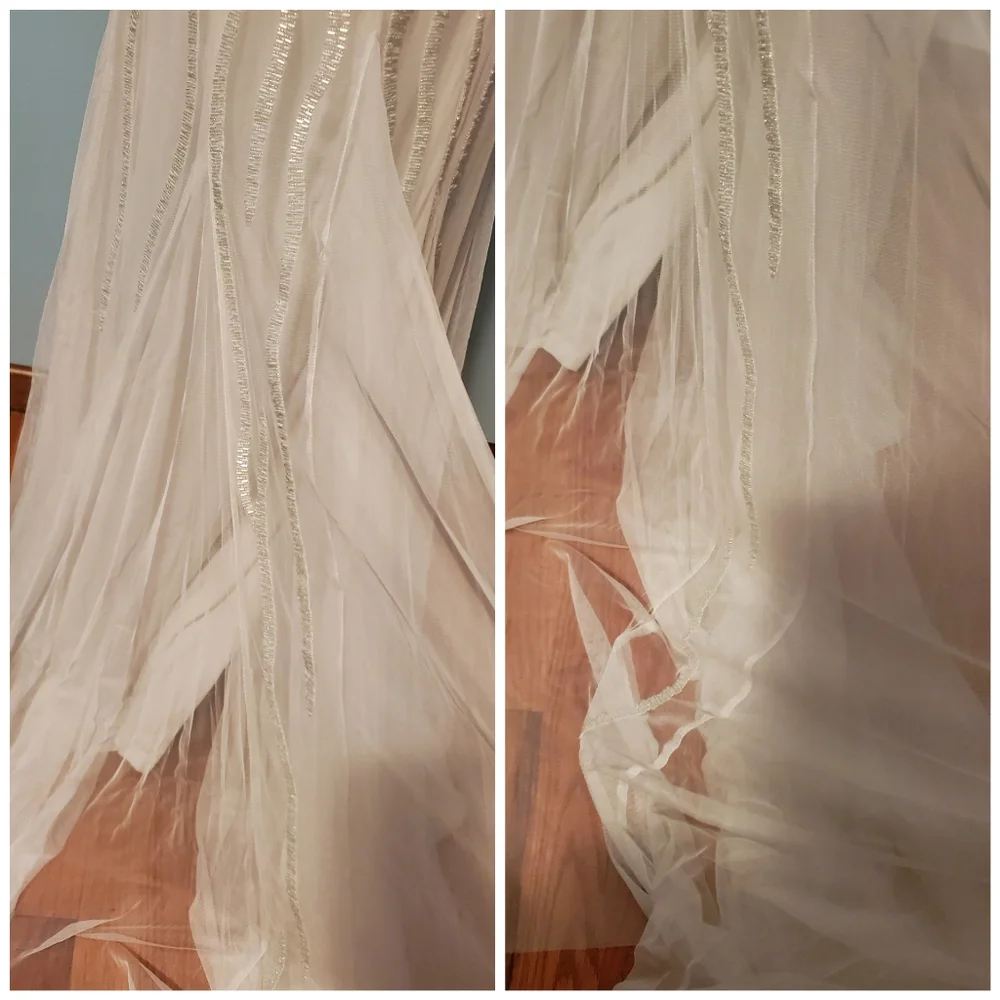 HOLD π Adrianna Papell Beaded Love Story Wedding Gown Ivory Size 8 NWT Train - Picture 9 of 12